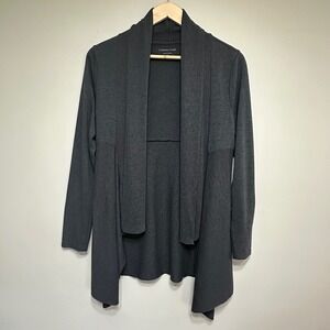 Coldwater Creek Open Front Cardigan Womens S Ribbed Knit Lightweight Gray Layer